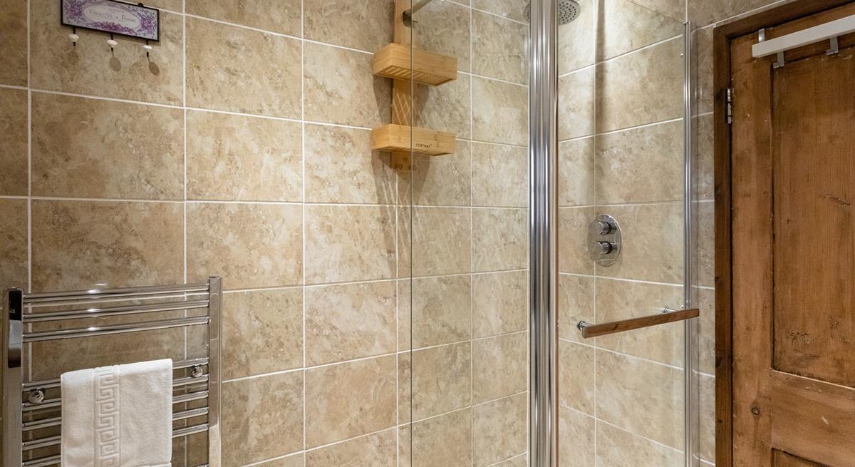 The modern shower room is perfect for washing off sandy toes.