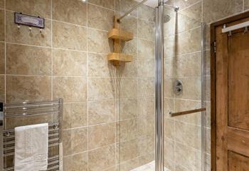 The modern shower room is perfect for washing off sandy toes.