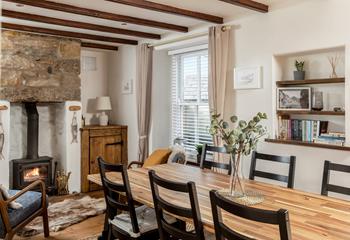 The cottage is filled with traditional Cornish character with its exposed beams and granite fireplace.