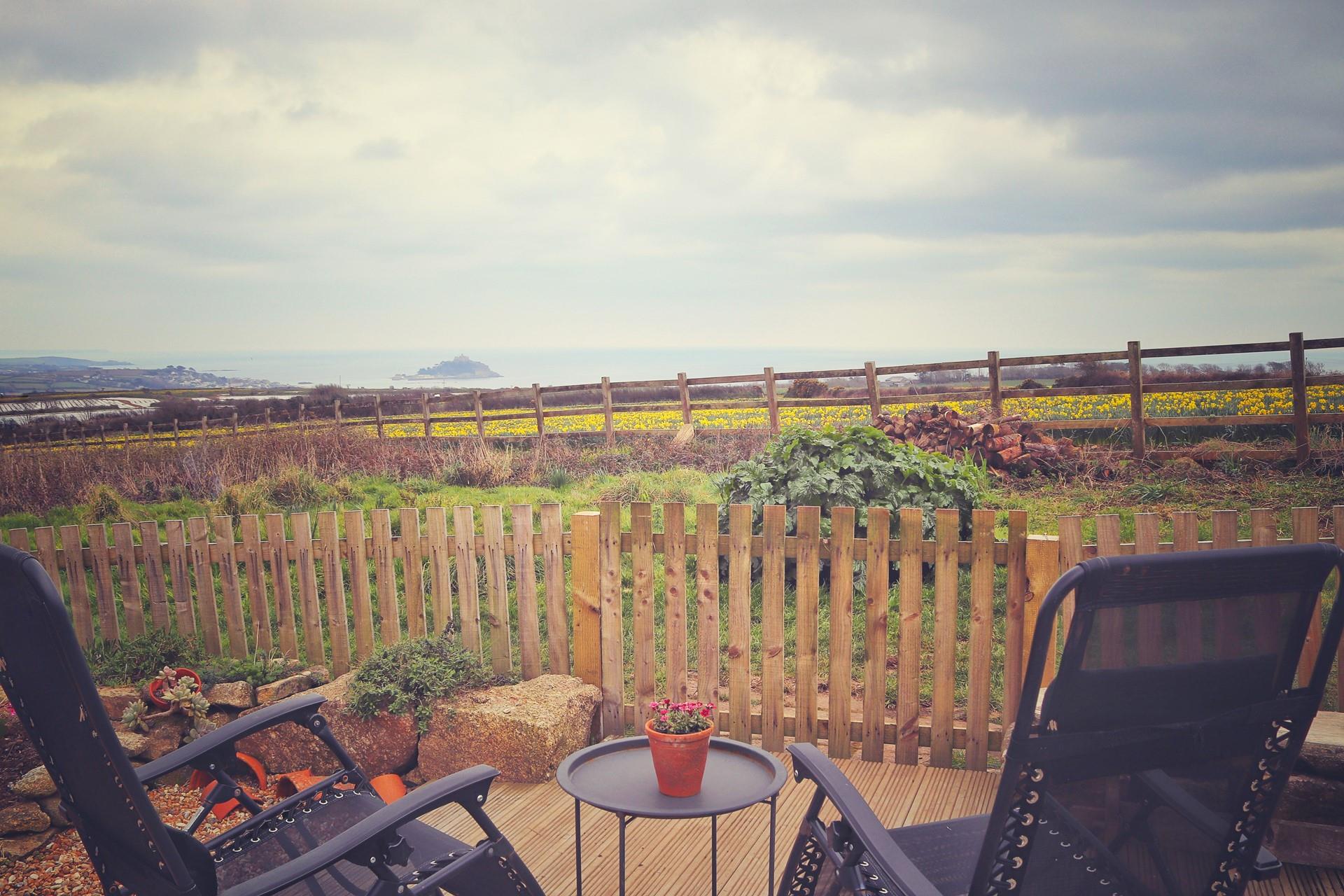 Enjoy views of the majestic St Michael's Mount in the garden.