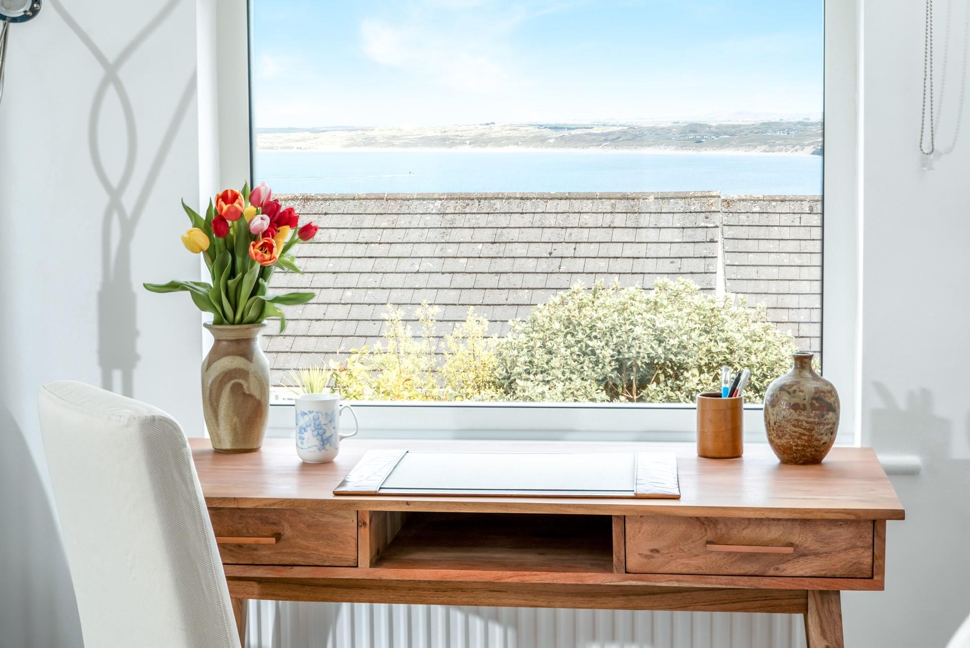 Catch up on some emails with the gorgeous view of the Bay.