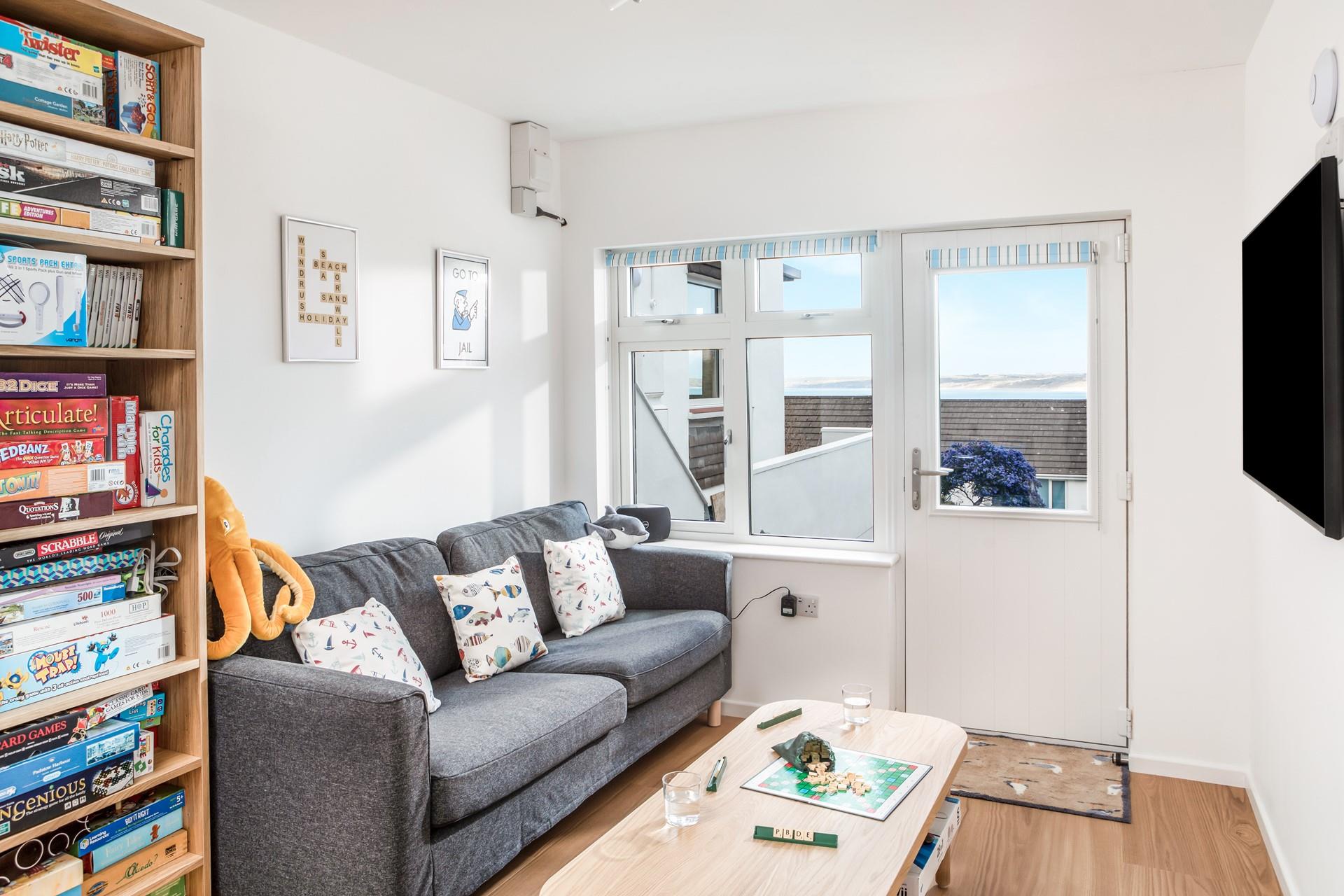 Plan a family movie night and choose from a variety of board games.