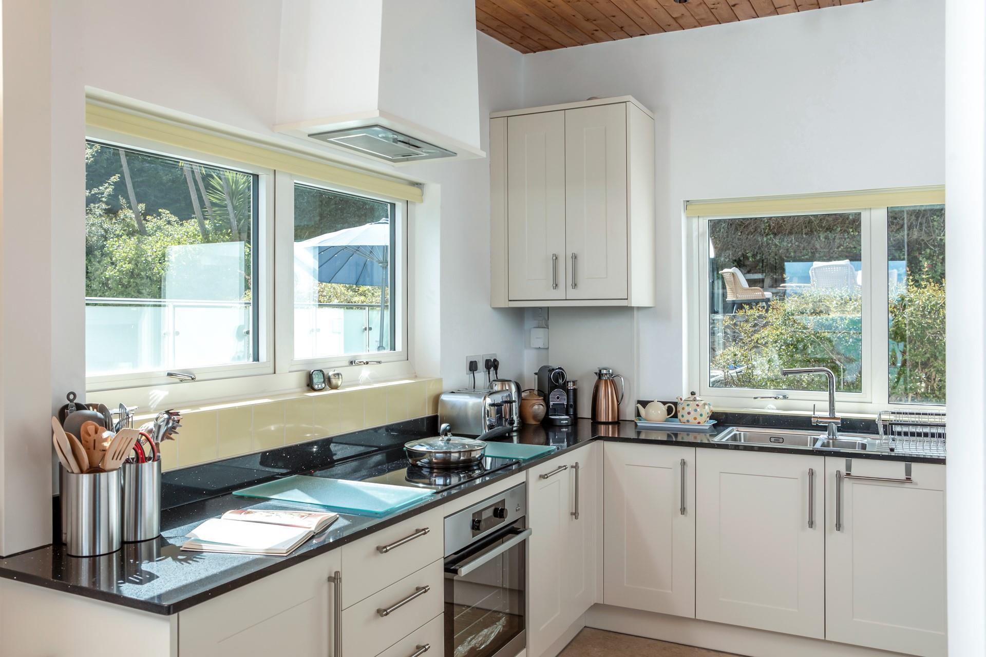 The kitchen is fully equipped to cook hearty breakfasts and delicious dinners.