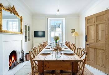 The traditional dining table gives a nod to the Grade II listed home, whilst combining contemporary features.