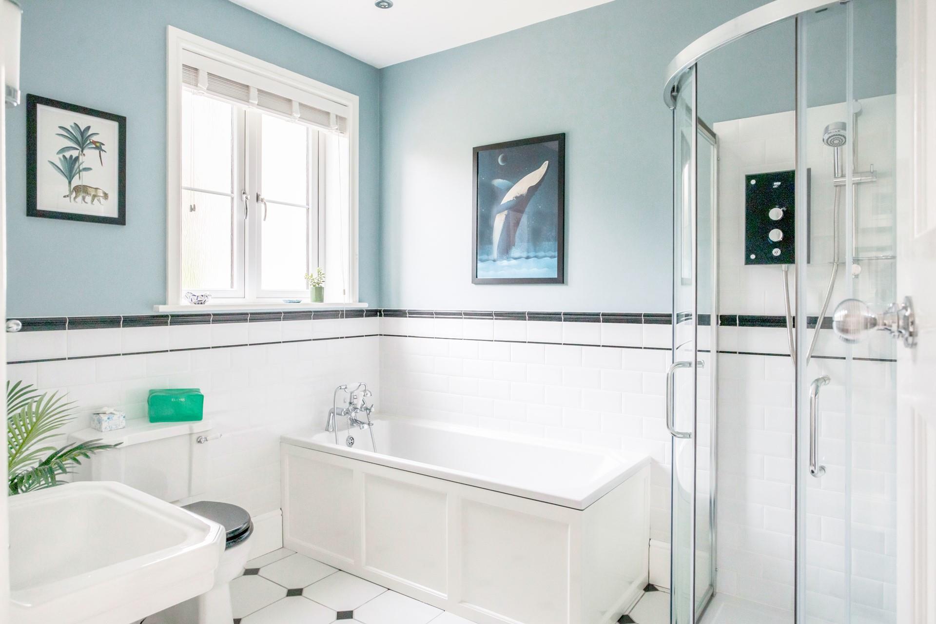 Wash off sandy toes in the shower after a day on the beach.