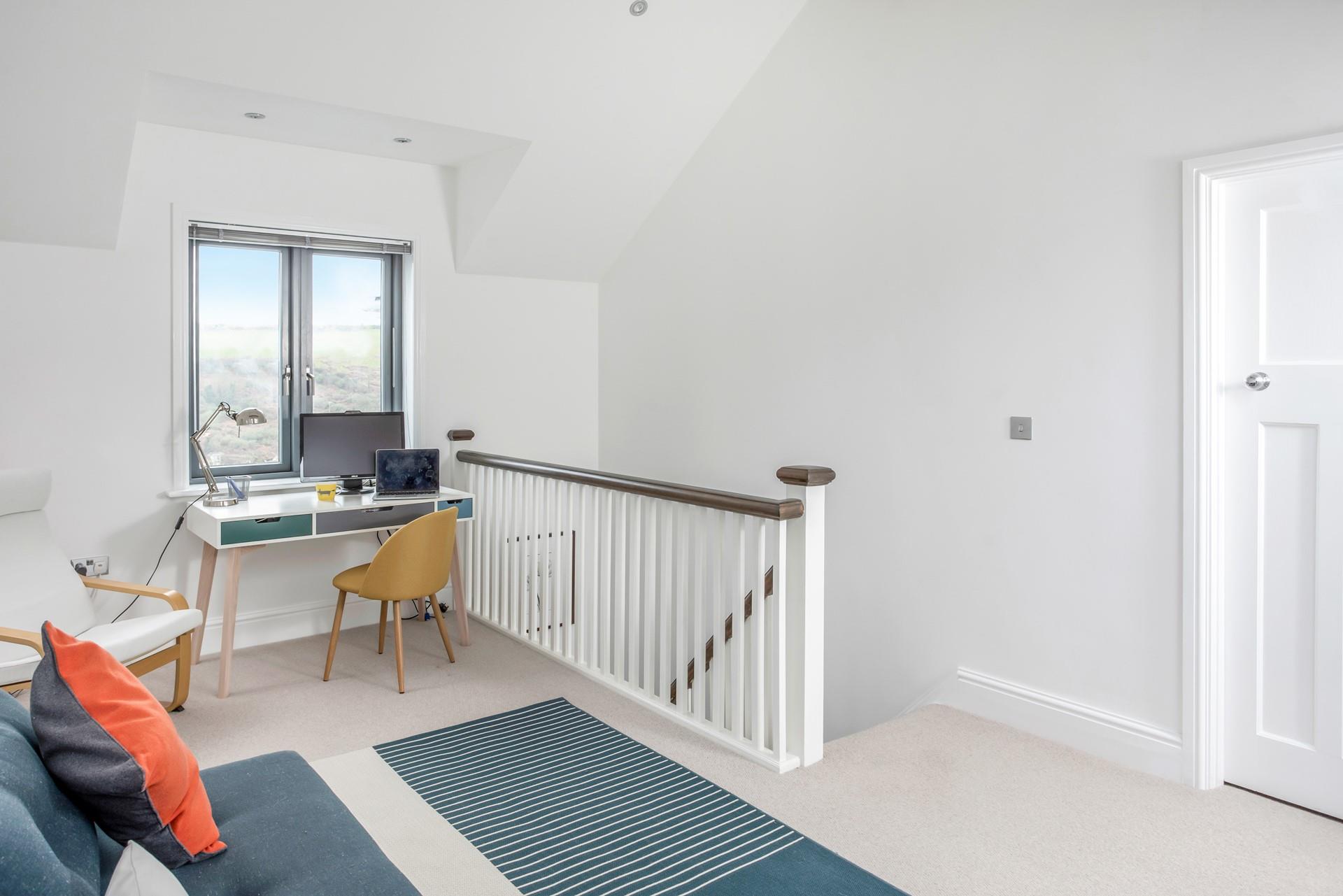 The desk is handy for work-from-home opportunities.