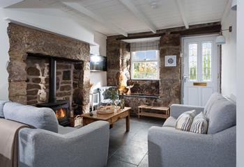 Sink into the sumptuous sofa and cosy up in front of the woodburner on a winter's afternoon.