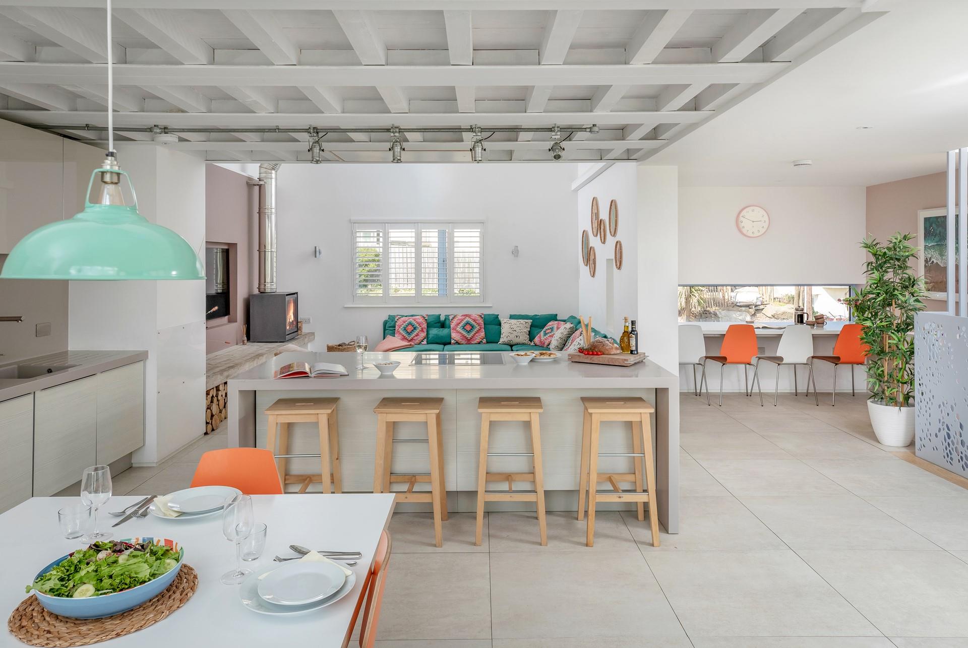 Bright and airy, the living space is ideal for entertaining.