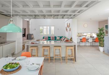 Bright and airy, the living space is ideal for entertaining.