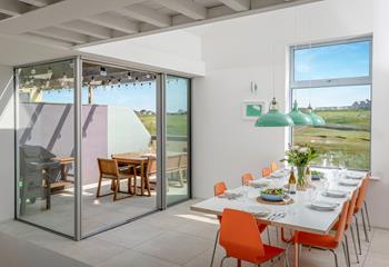 Enjoy a meal overlooking the golf course.