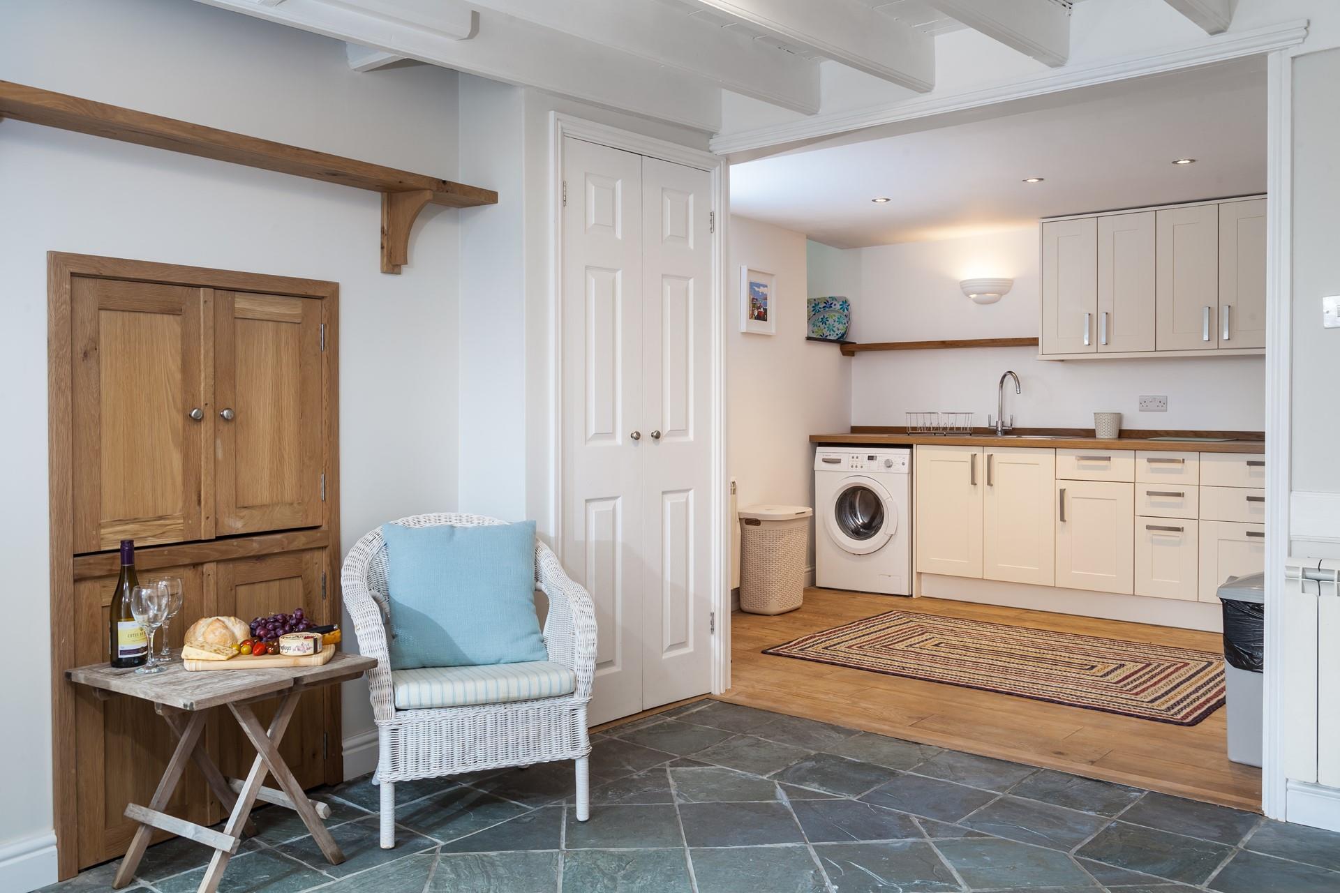 The large utility area makes washing beachwear easy.