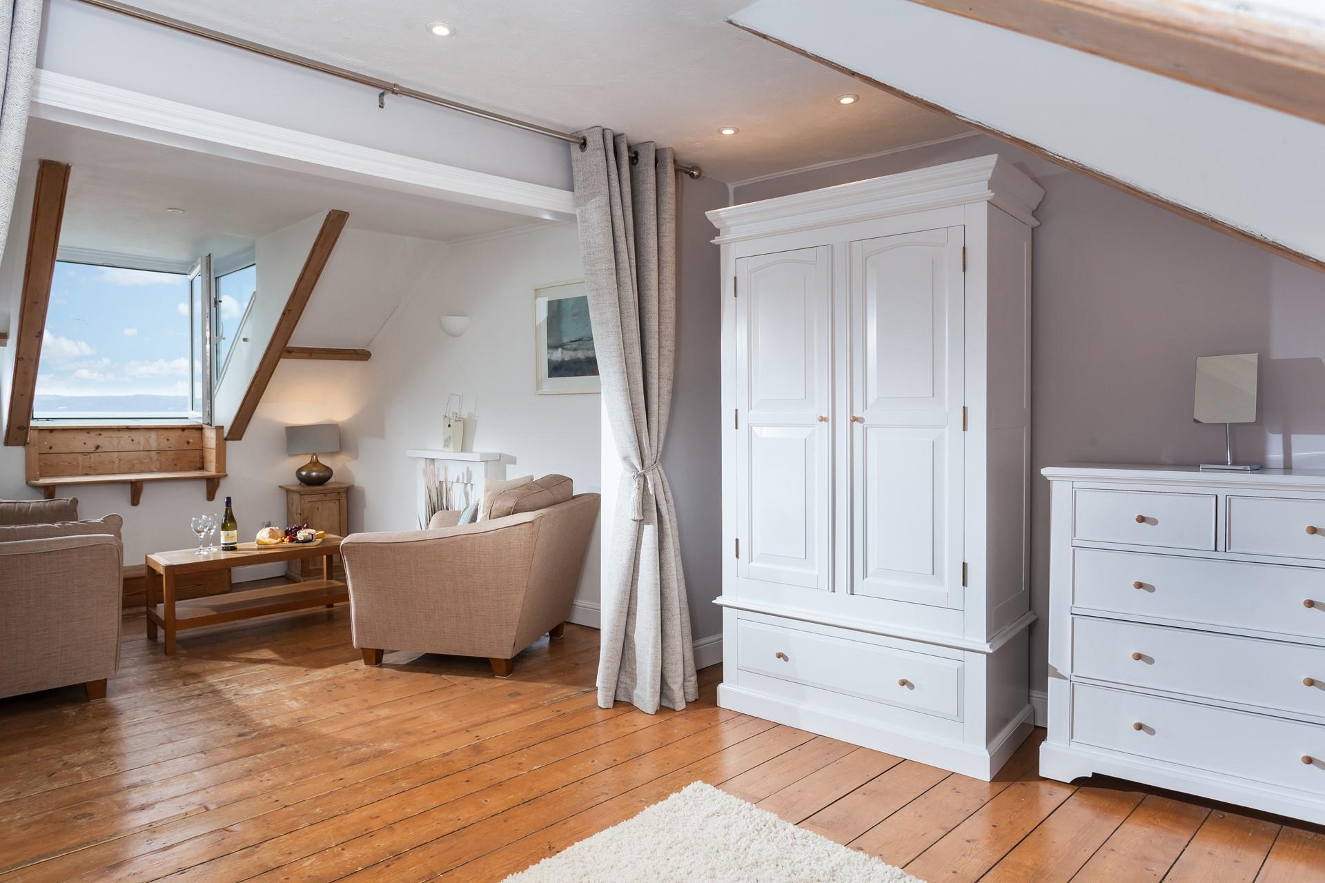 There are stylish furnishings to fill with holiday clothes. 