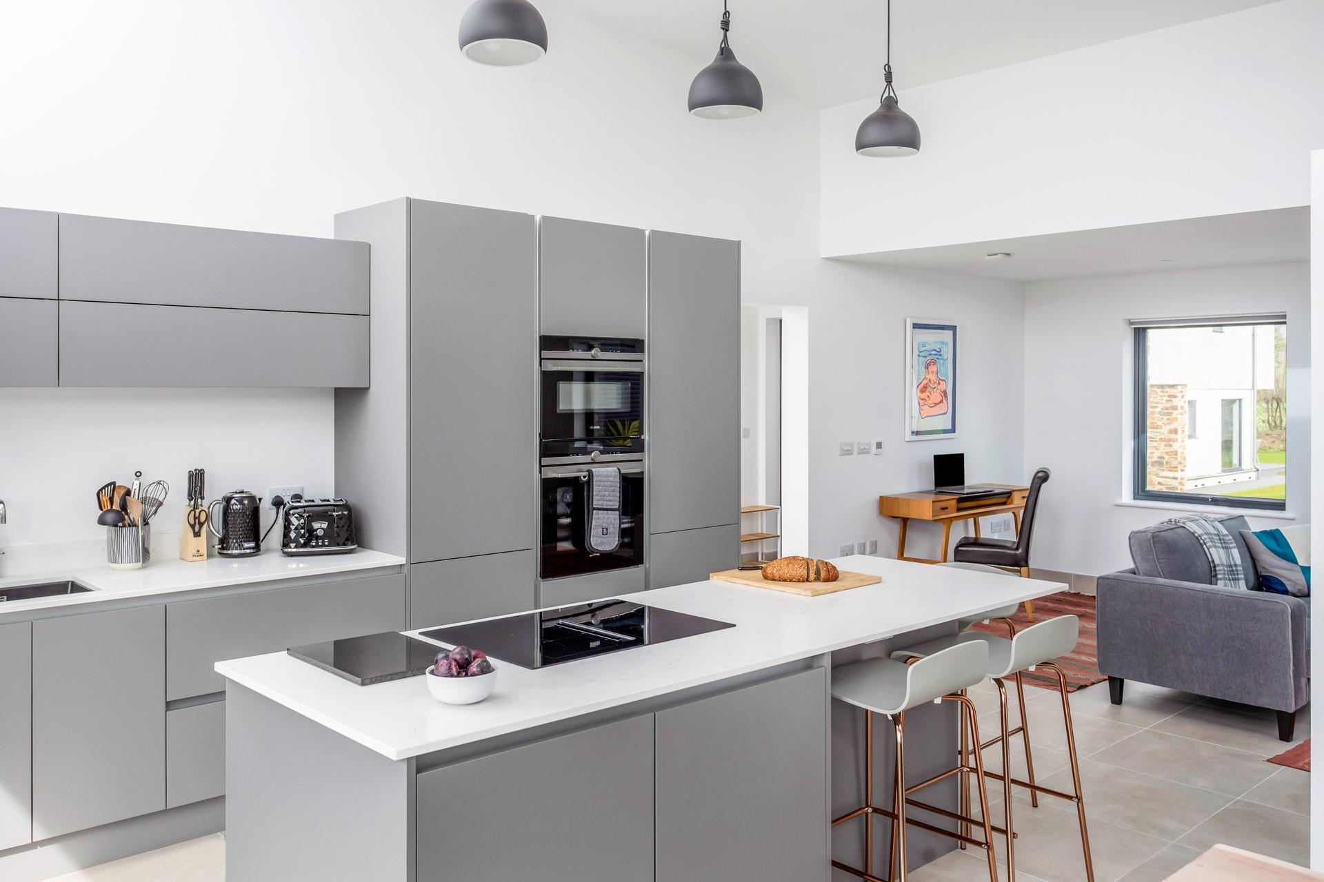 The large modern kitchen is perfect for entertaining.