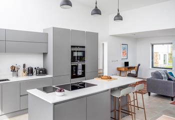 The large modern kitchen is perfect for entertaining.