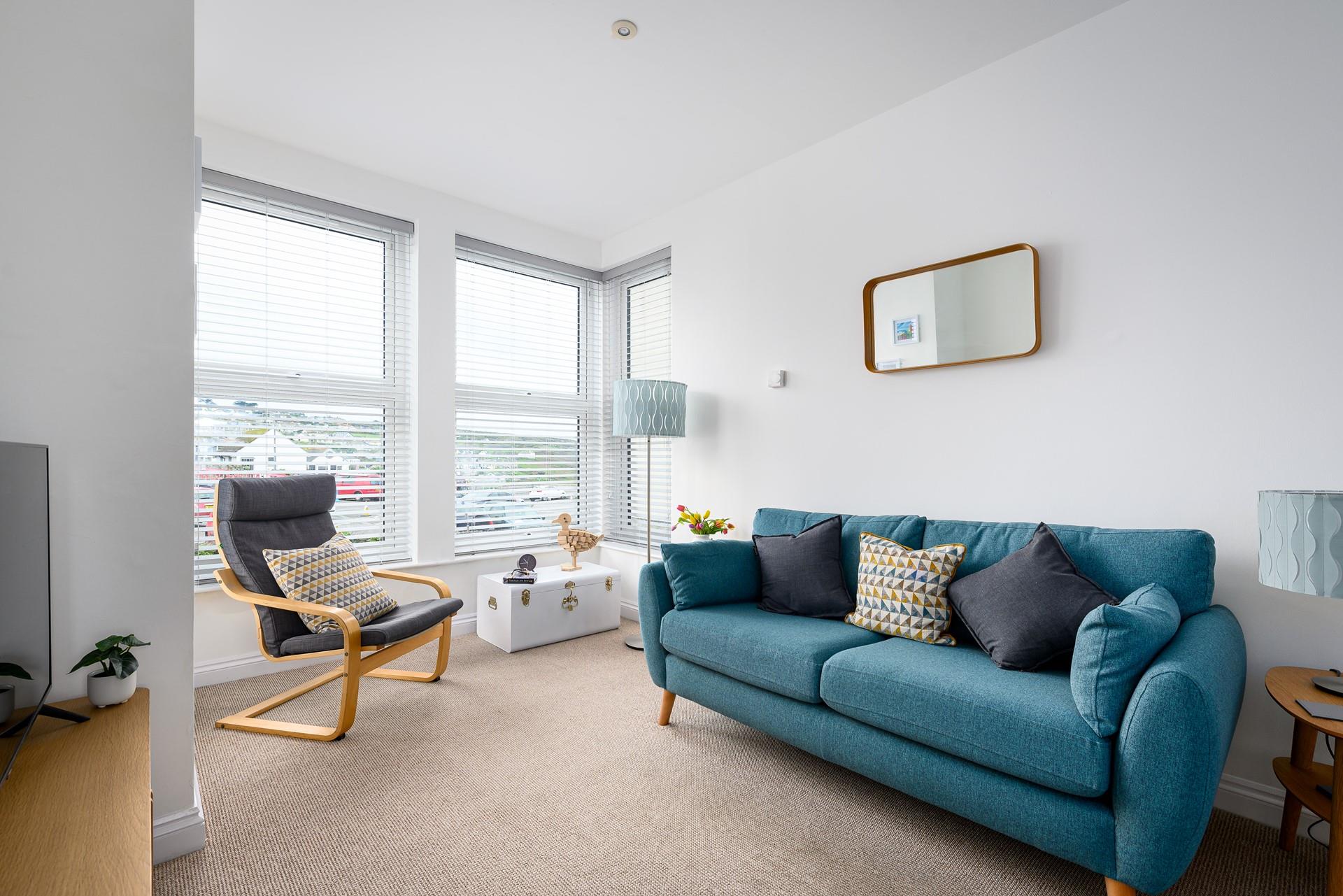 Sink into the plush sofa after a day of relaxing on Porthmeor Beach.