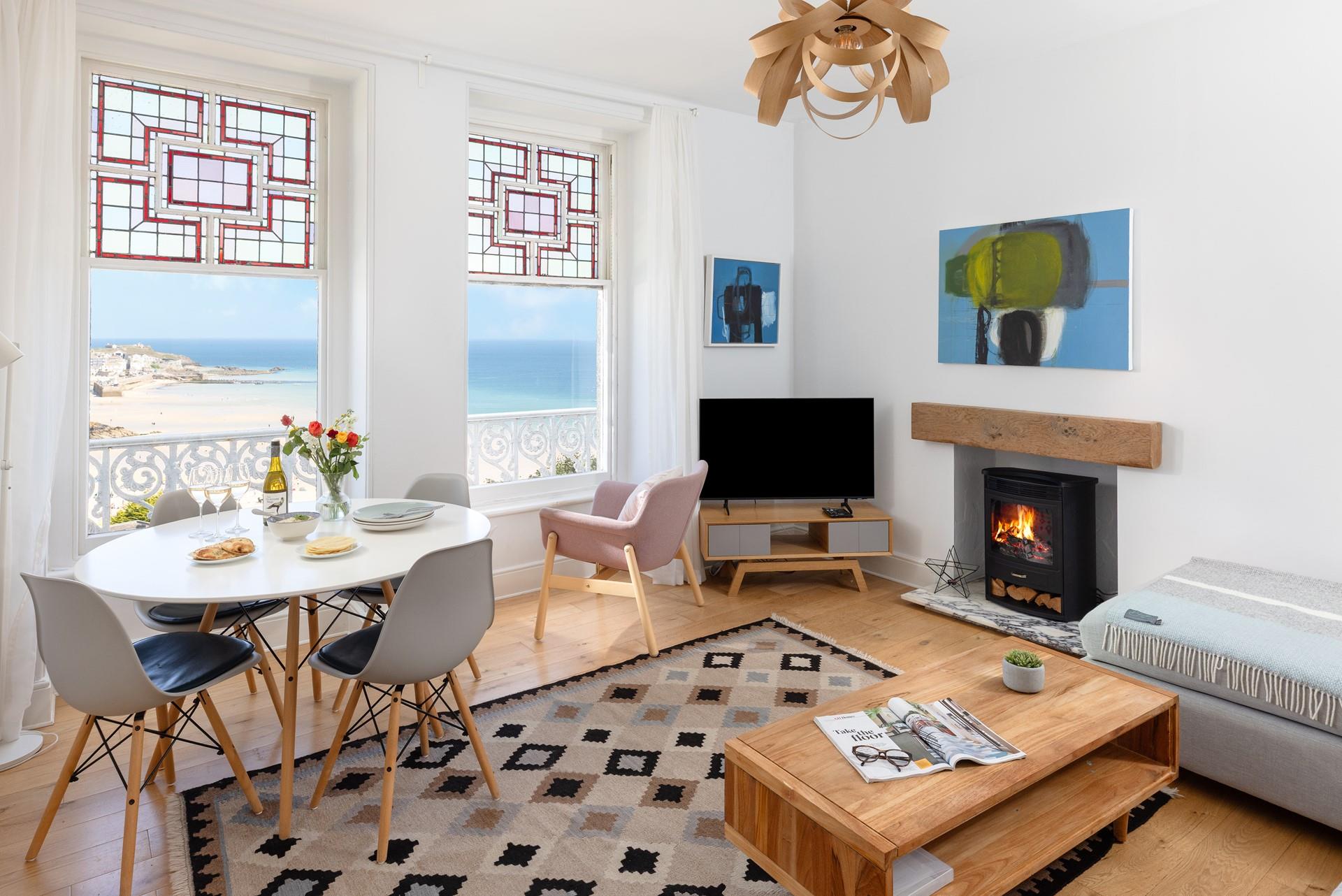 Stunning views across St Ives can be enjoyed at meal times.