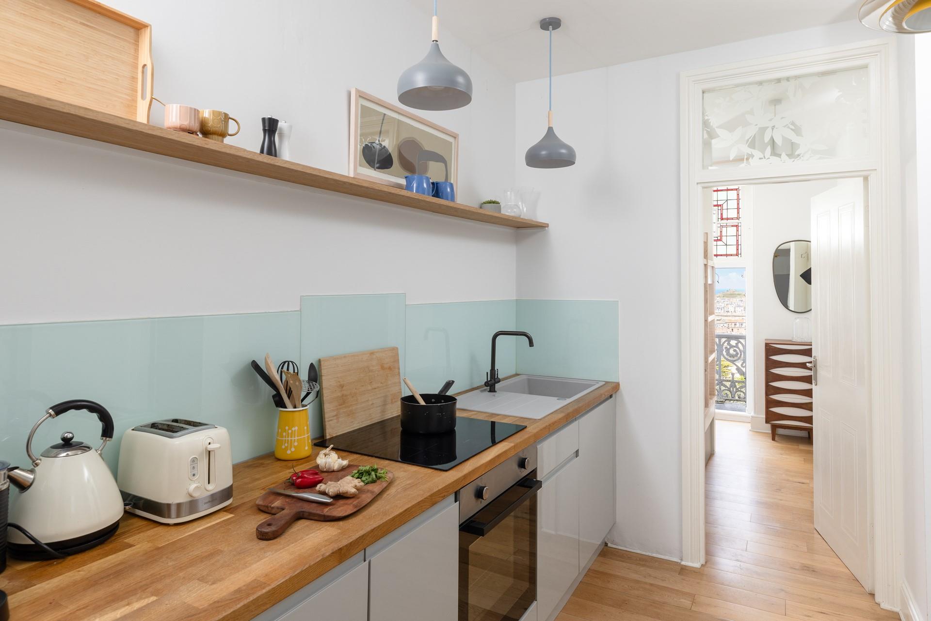 The well-equipped kitchen is ideal for rustling up meals.