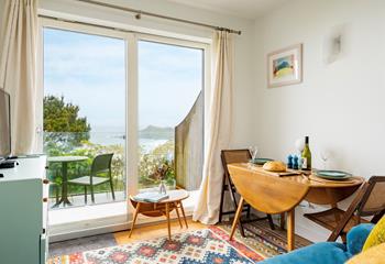 The perfect base for a couple, the studio offers stunning views across the Island.