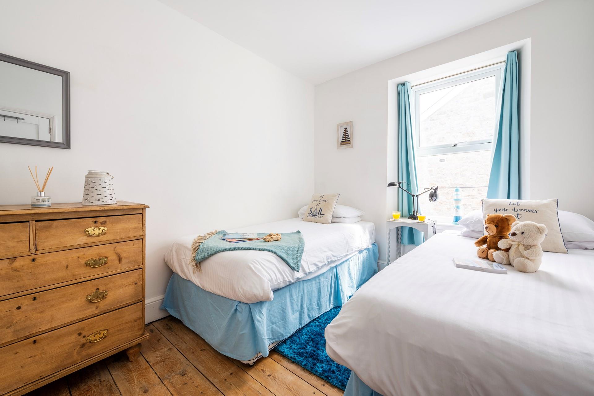 The twin beds are perfect for children to tuck into each night.