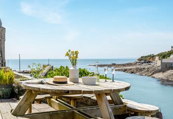 Breathtaking views can be enjoyed on the front patio overlooking Porthleven harbour.
