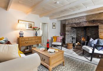 Snuggle up in front of the woodburner and enjoy a glass of wine and a good book.