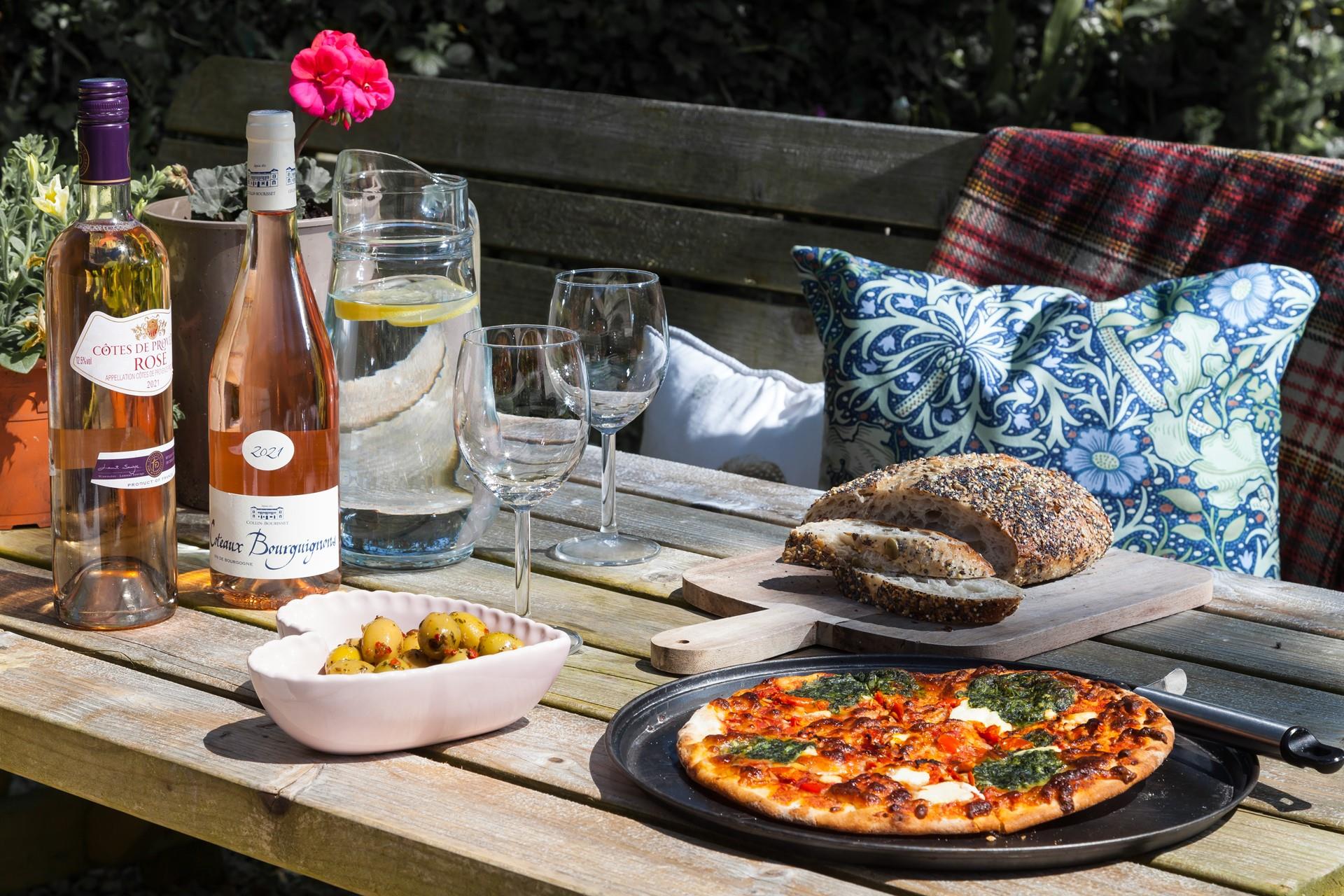 Pour yourself a glass of wine to sip in the afternoon sun.