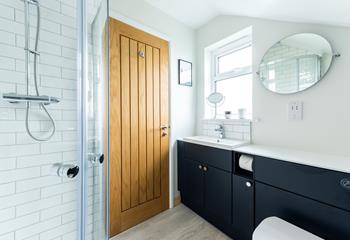 The modern and stylish bathroom is the perfect space to get ready in the morning.