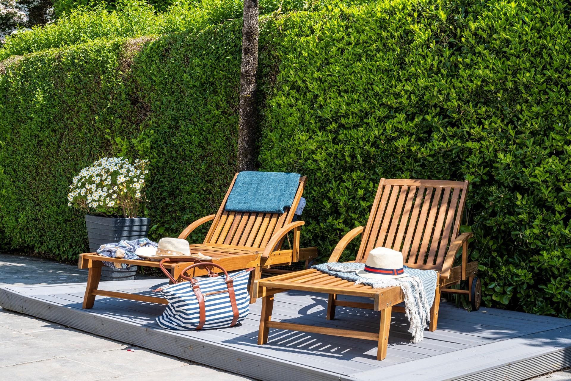 Sunbathe the day away on the loungers.