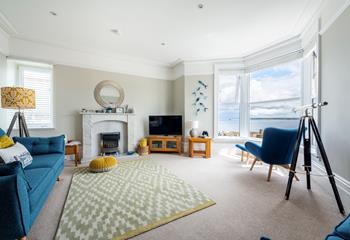 Stunning far-reaching views of St Ives Bay can be enjoyed from the comfort of the sofa.