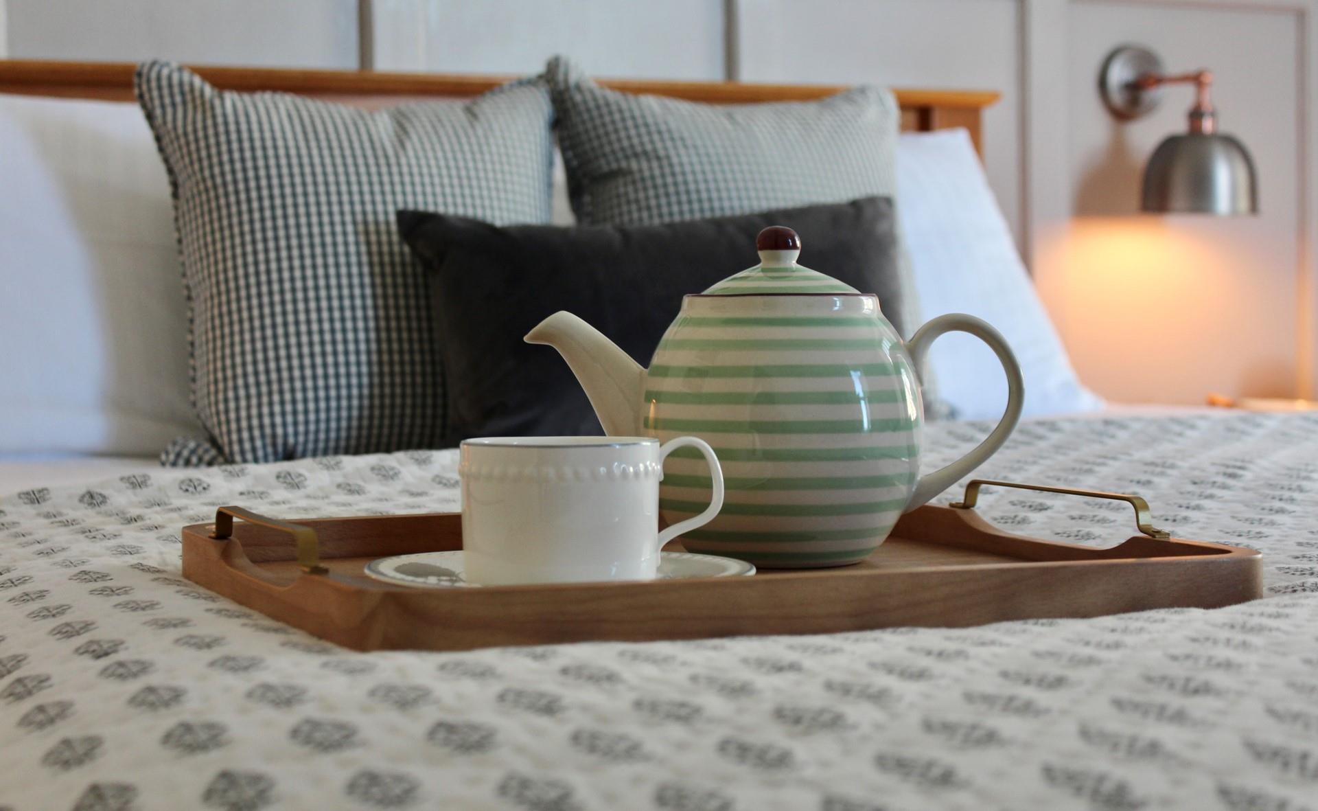 Spend slow mornings in bed, tucked under high-quality bed linen.