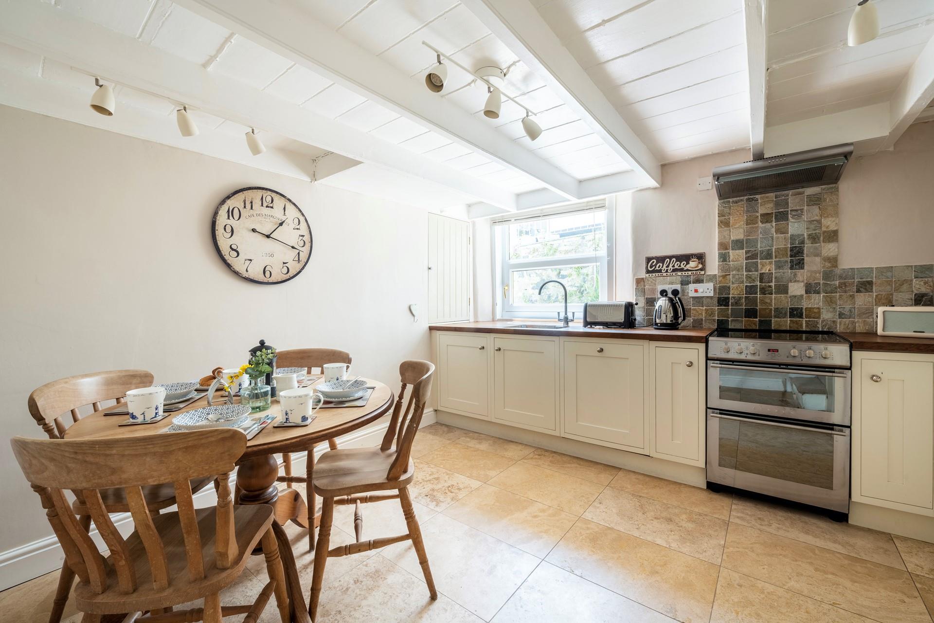 The kitchen is well-equipped for cooking tasty meals.