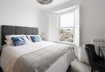Climb into the soft sheets of the king size bed after a day spent exploring St Ives.