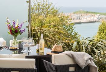 Start the holiday right on the balcony with a glass of cold crisp wine.