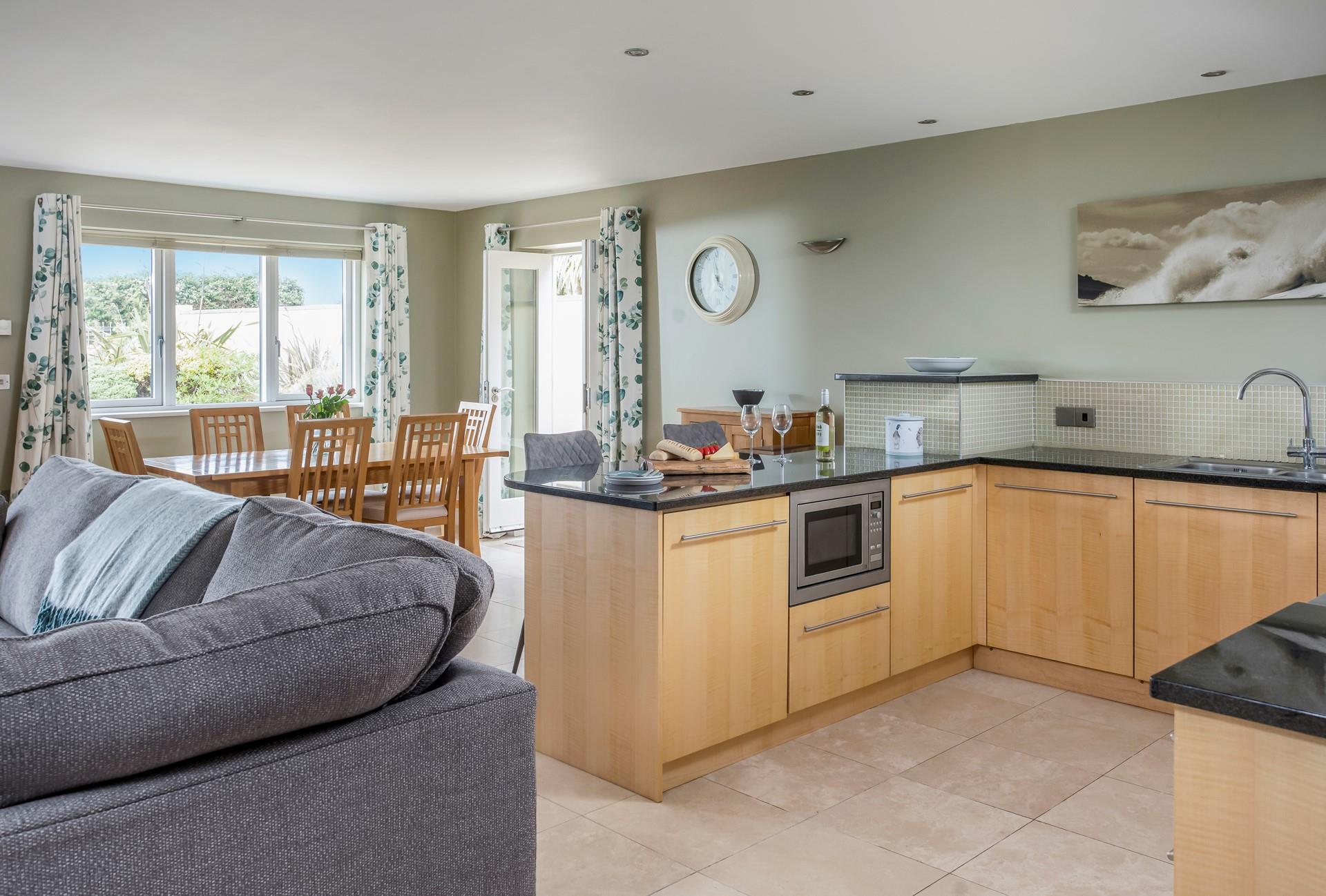 The charming living area is light and welcoming.