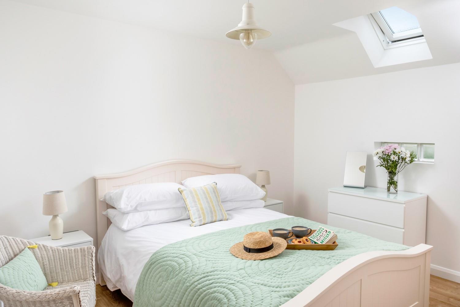 The serene decor and king size bed will ensure a good night's sleep.