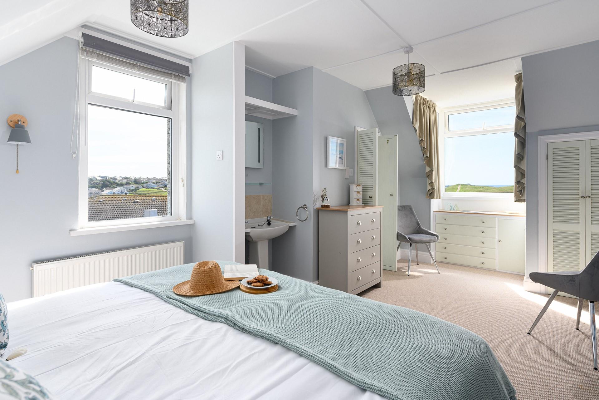 Wake up to views of the ocean on the horizon.