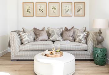 Sink into the soft sofa and plump cushions and unwind in the evening.