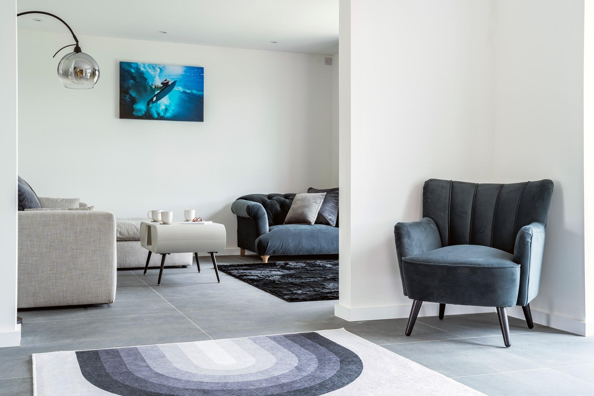 Spacious and light, the living spaces are perfect for socialising with family and friends.