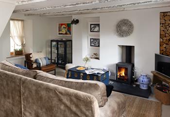 On milder evenings, get cosy around the idyllic woodburner.