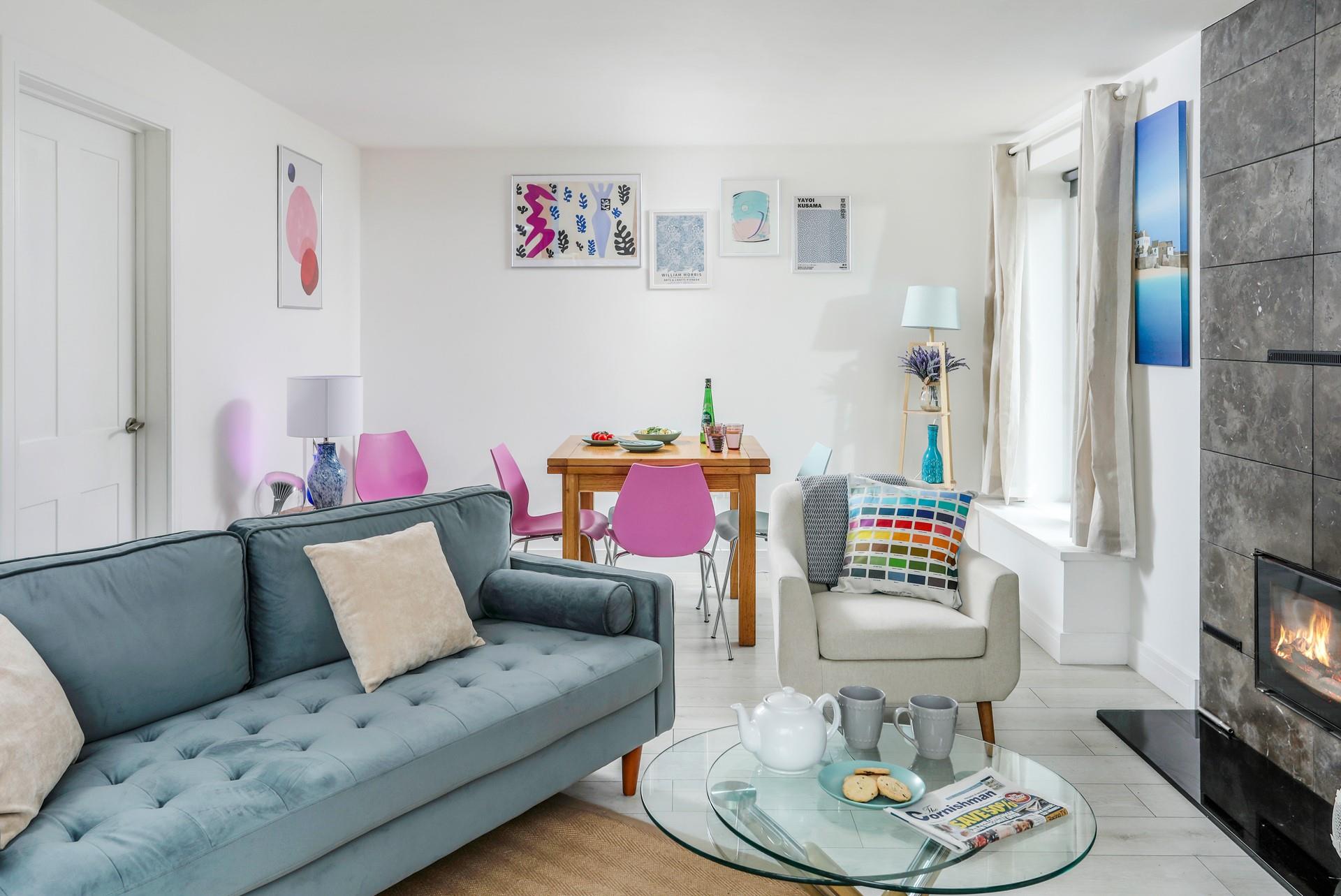 Sink into the comfortable sofa after a memorable day exploring the delights of Cornwall.