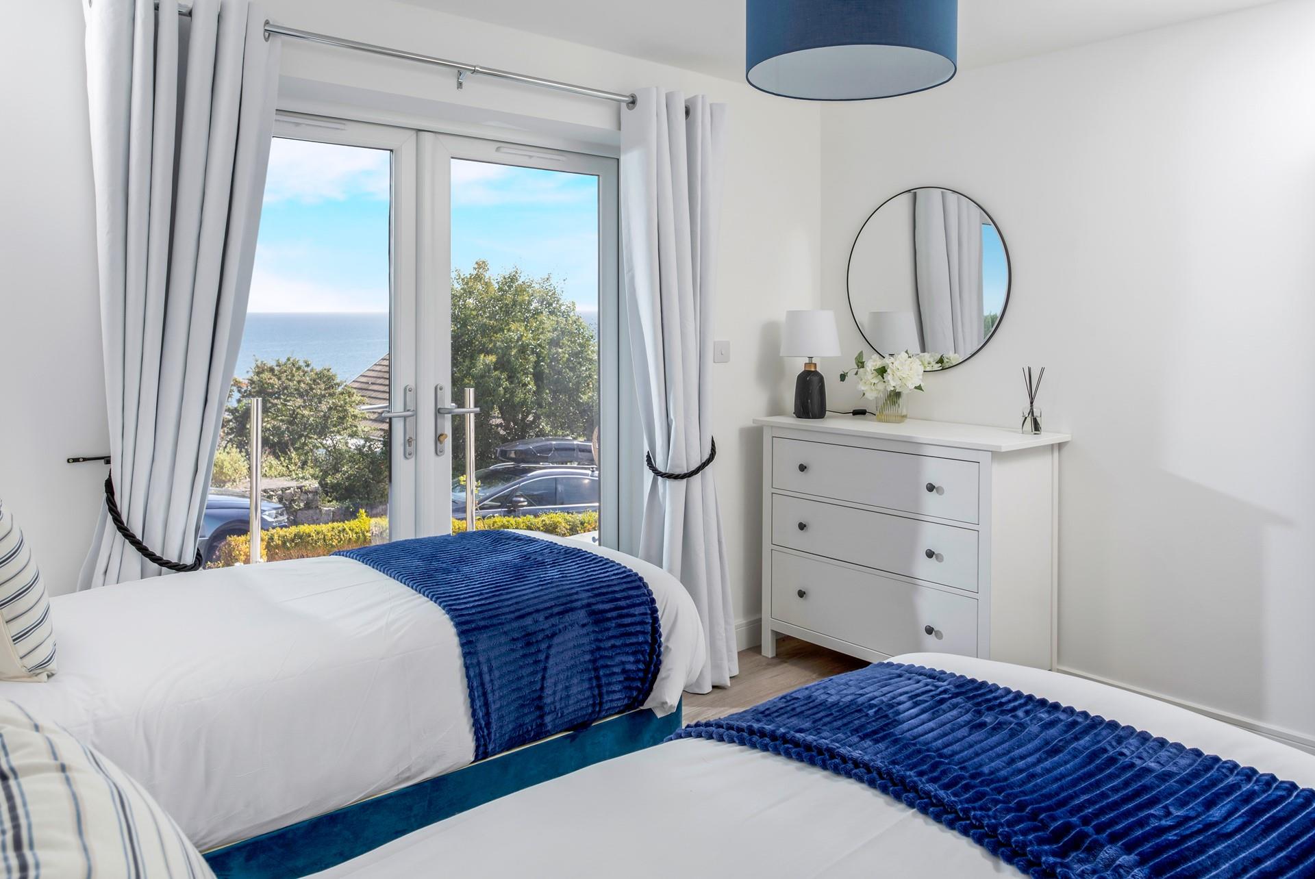 Beautiful sea views in the twin bedroom.