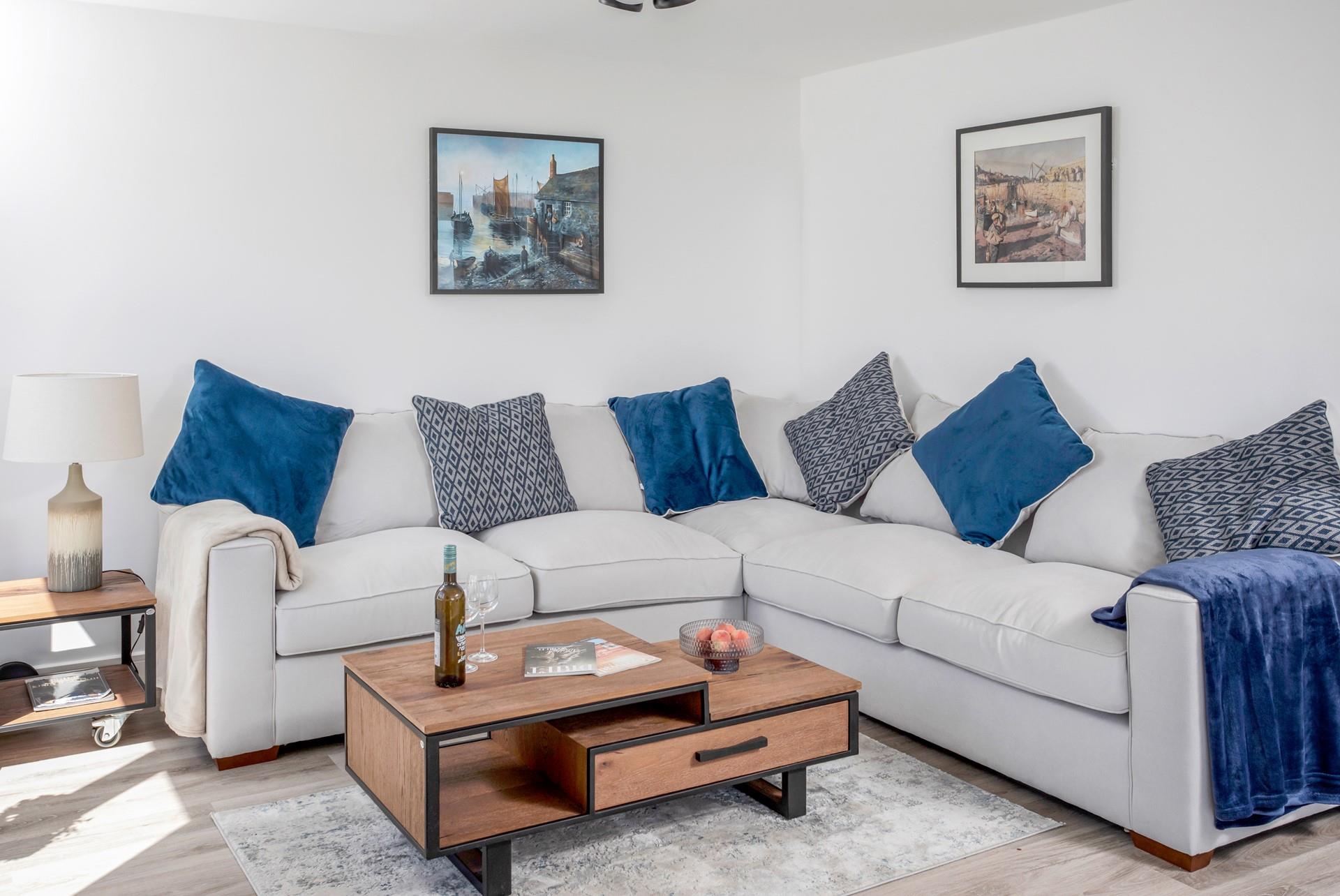 All the family can curl up on the sumptuous sofa.