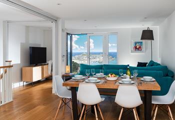 Stunning views of St Ives can be enjoyed from the open plan living space.