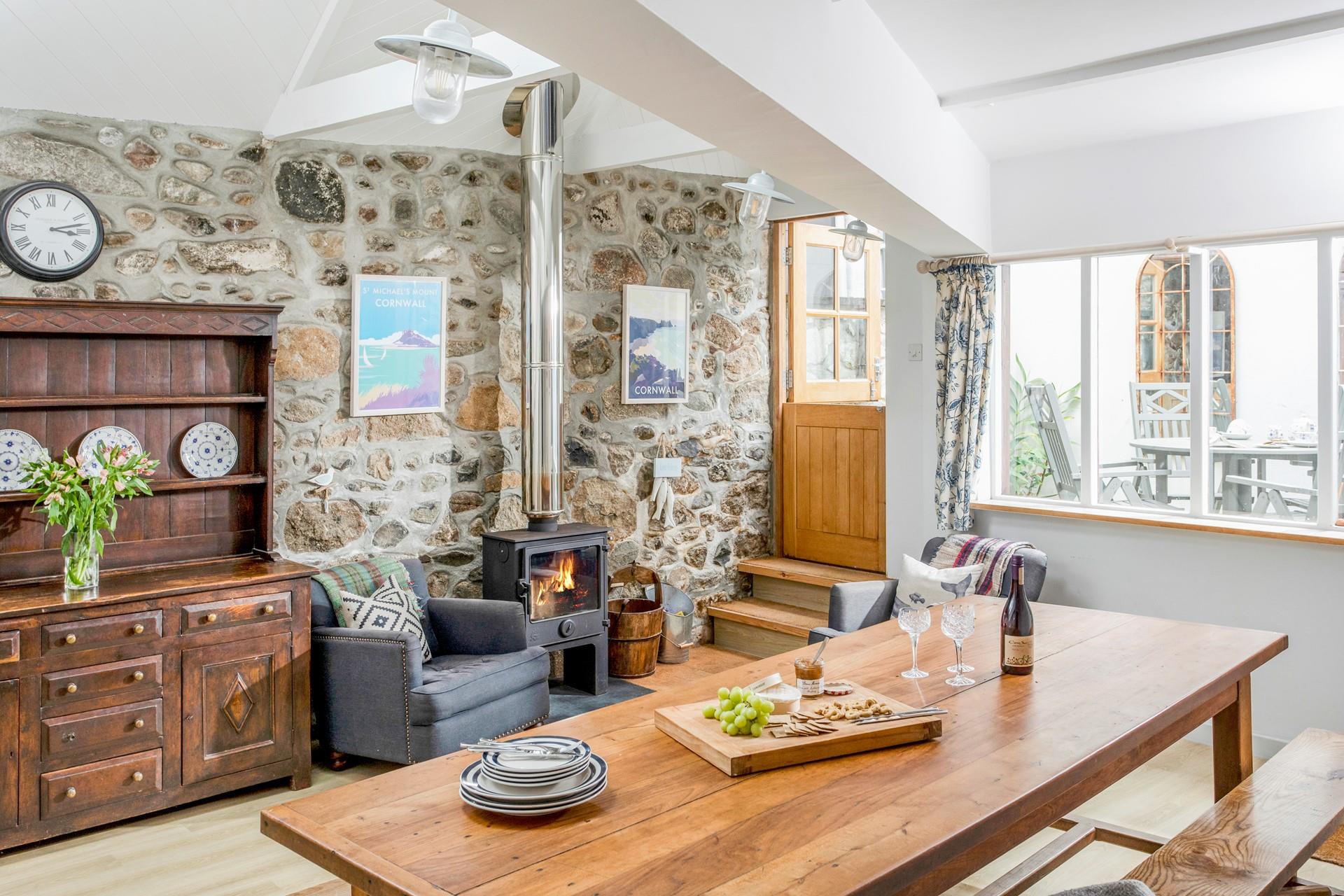 Light the woodburner and tuck into a tasty meal after a winter stroll.