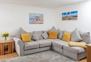 The large corner sofa offers plenty of seating for the whole family.