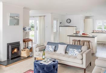 Light the woodburner and snuggle up in the cosy open plan living area.
