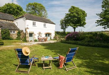 The garden blooms in spring, the perfect sunbathing spot.