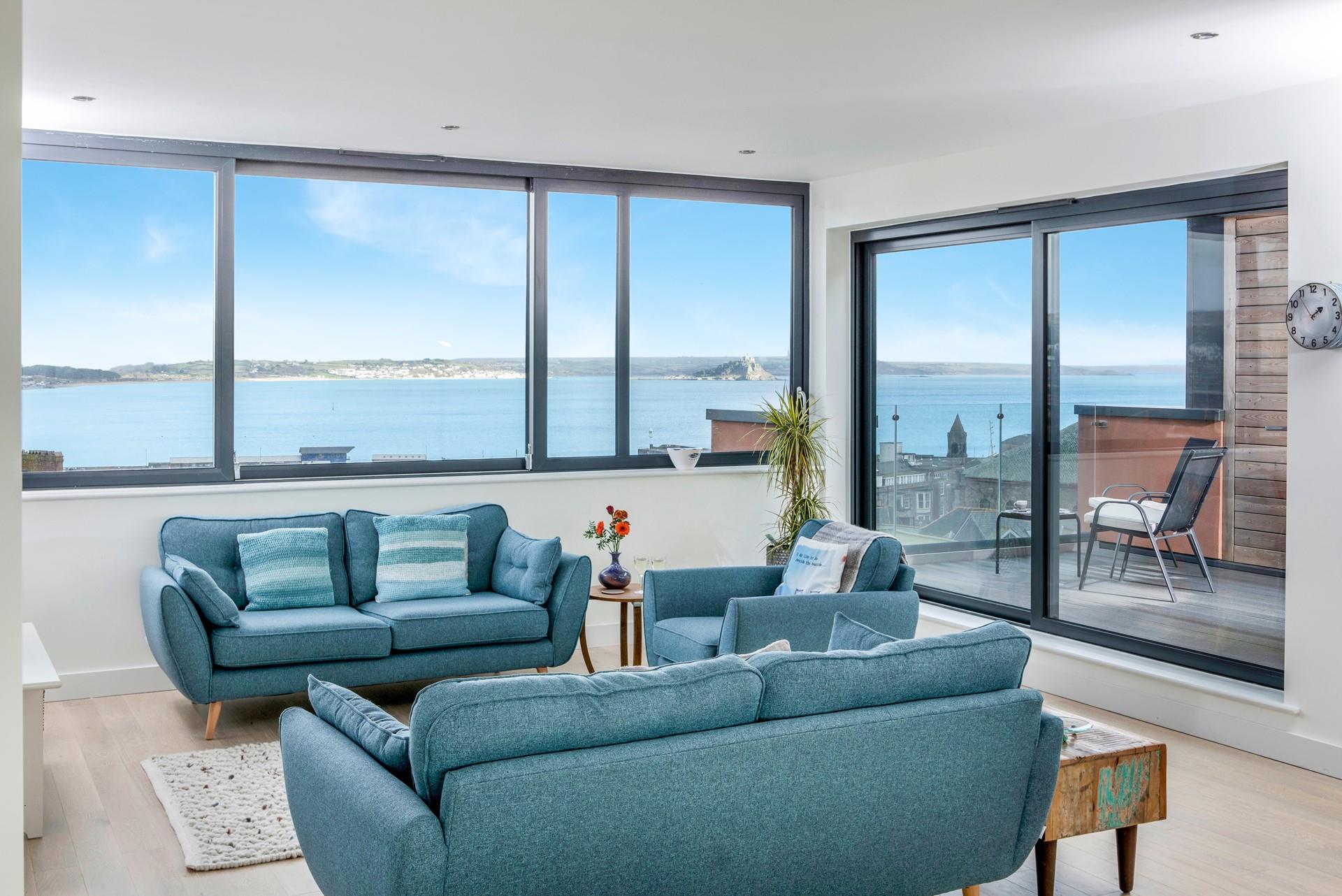 Far reaching views across Mount's Bay can be enjoyed from this stunning apartment.