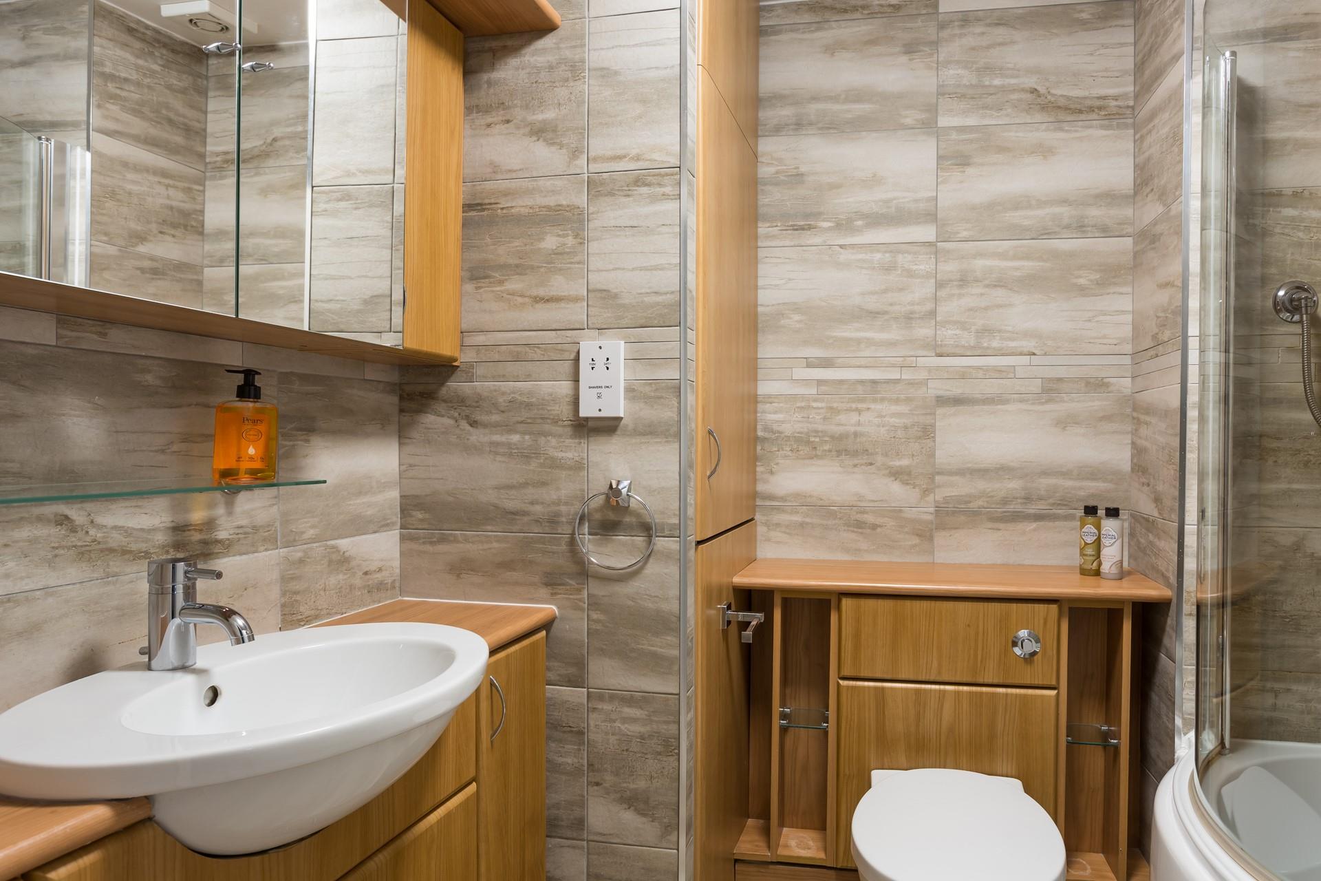 Get ready for the day in the bathroom and head out to explore.