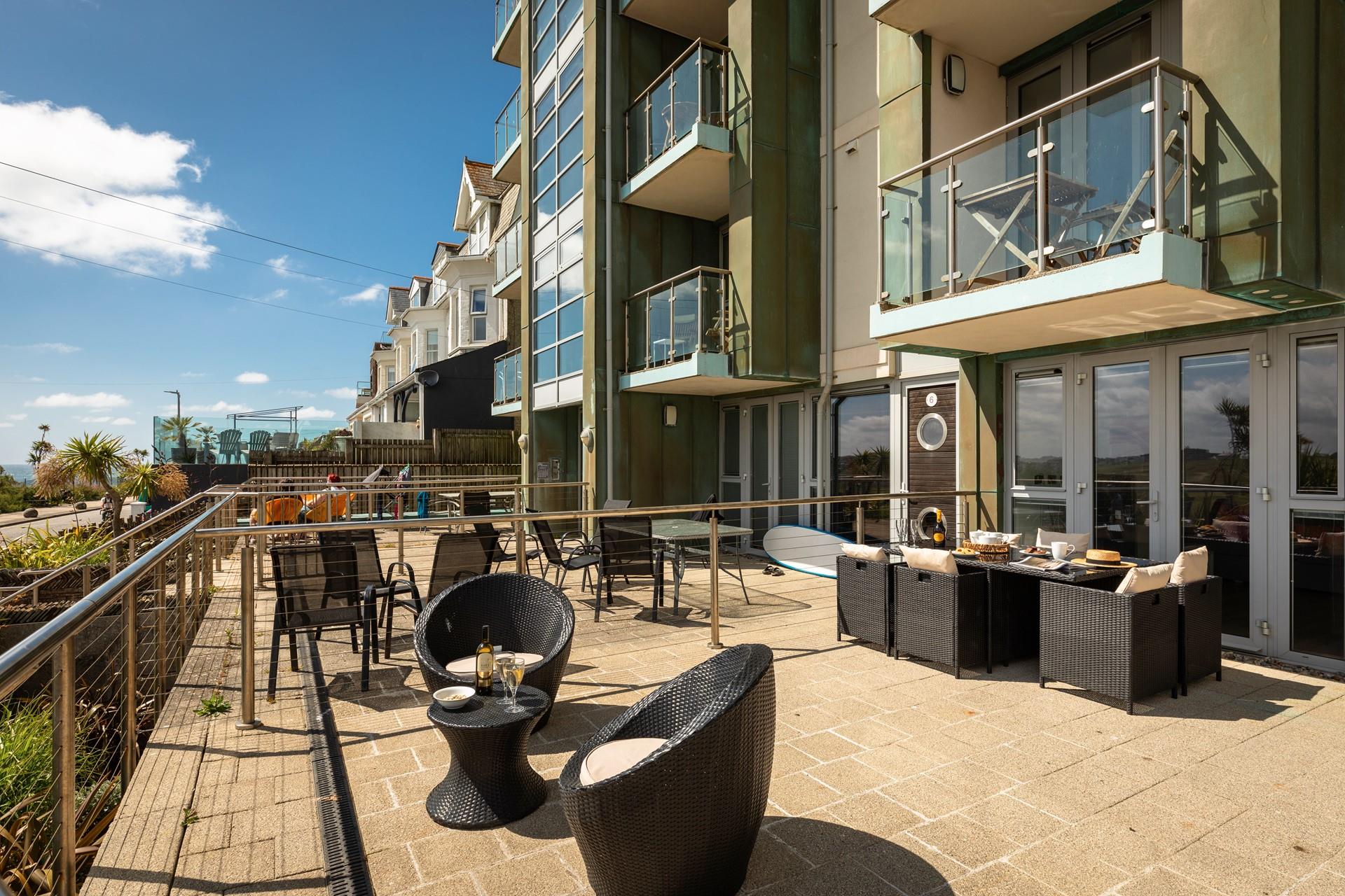 Sip a glass of bubbles on the sunny patio.